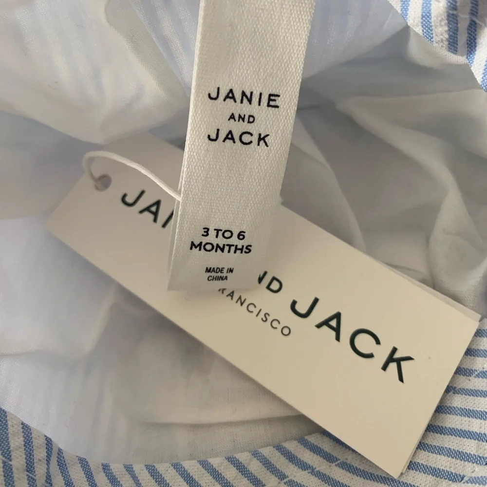 Janie and Jack Seersucker Anchor Embroidered Cap